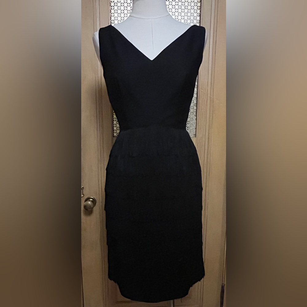 VINTAGE black fringe flapper dress 6?